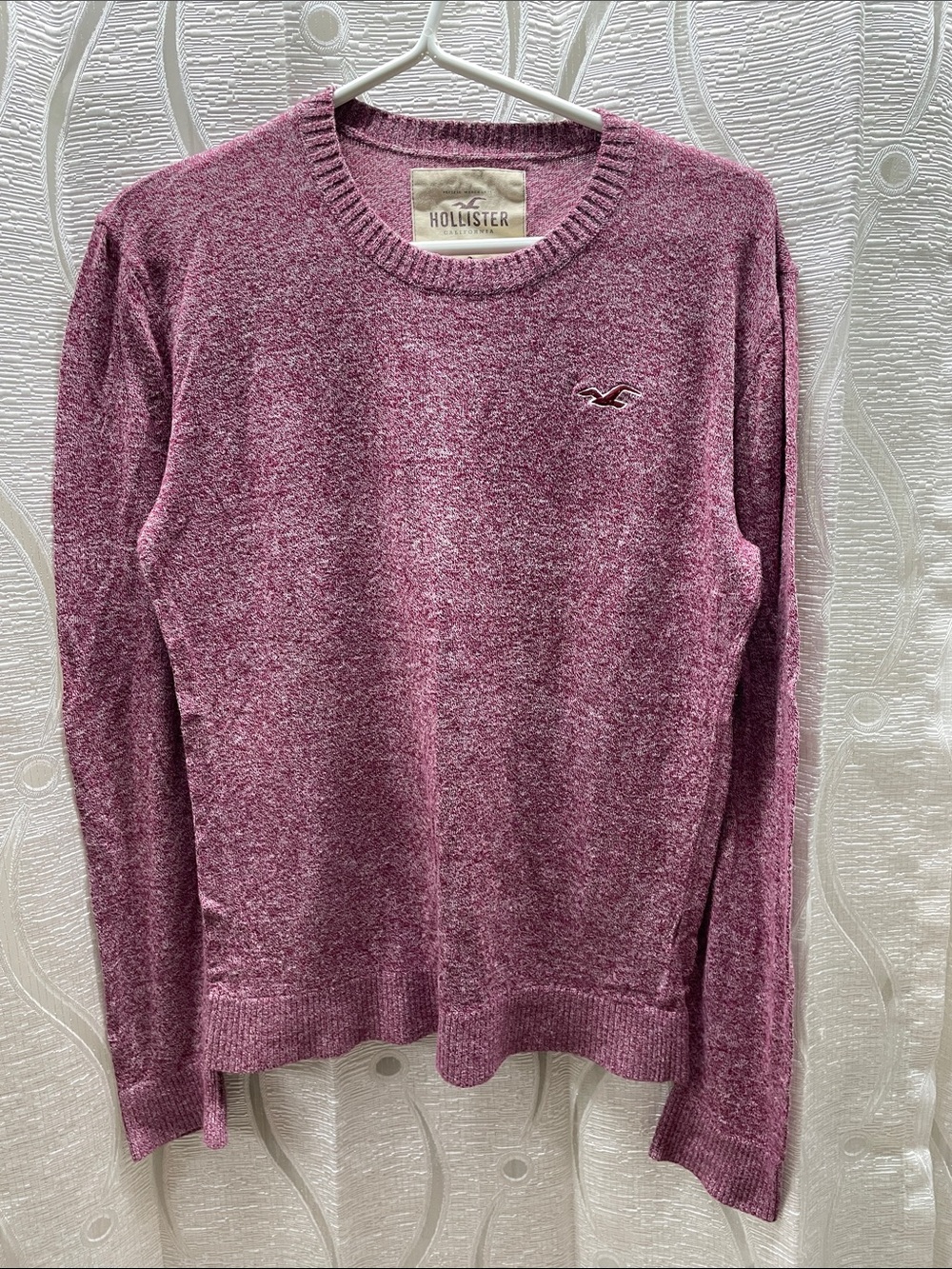 Hollister Women's Heathered Mauve Crewneck Sweater